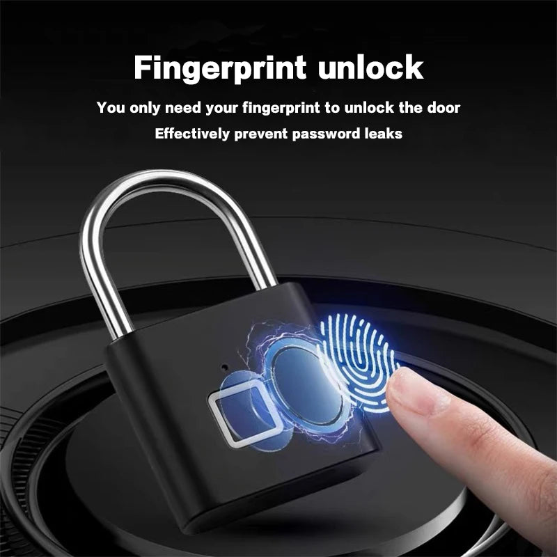 Smart Fingerprint Padlock - Rechargeable Waterproof Biometric Lock