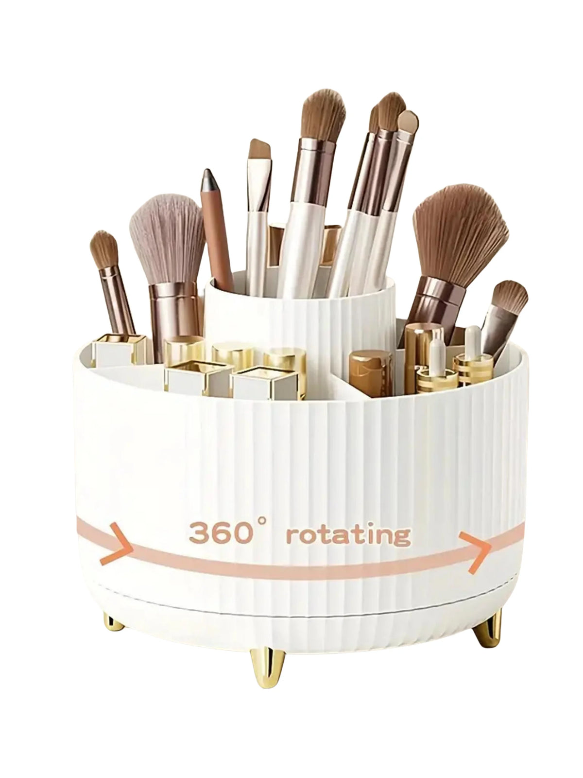 360° Rotating Makeup Organizer - 5 Compartments - Cosmetic Storage
