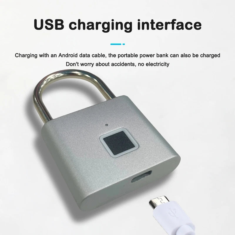 Smart Fingerprint Padlock - Rechargeable Waterproof Biometric Lock