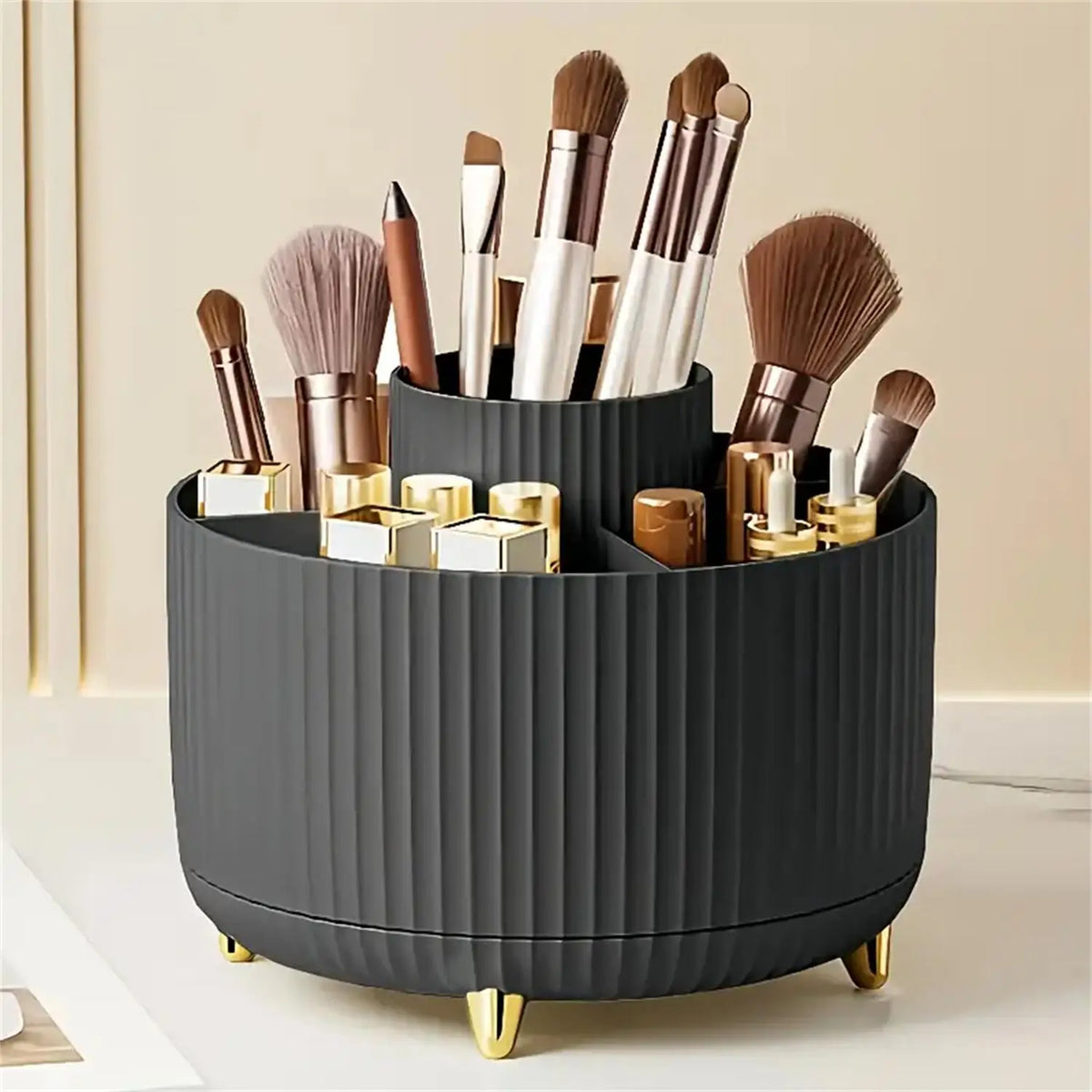 360° Rotating Makeup Organizer - 5 Compartments - Cosmetic Storage