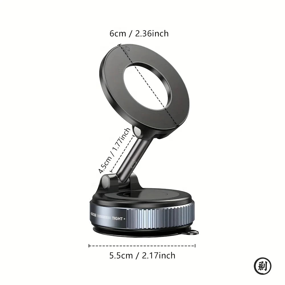 360° Magnetic Car Phone Holder - Foldable Vacuum Mount
